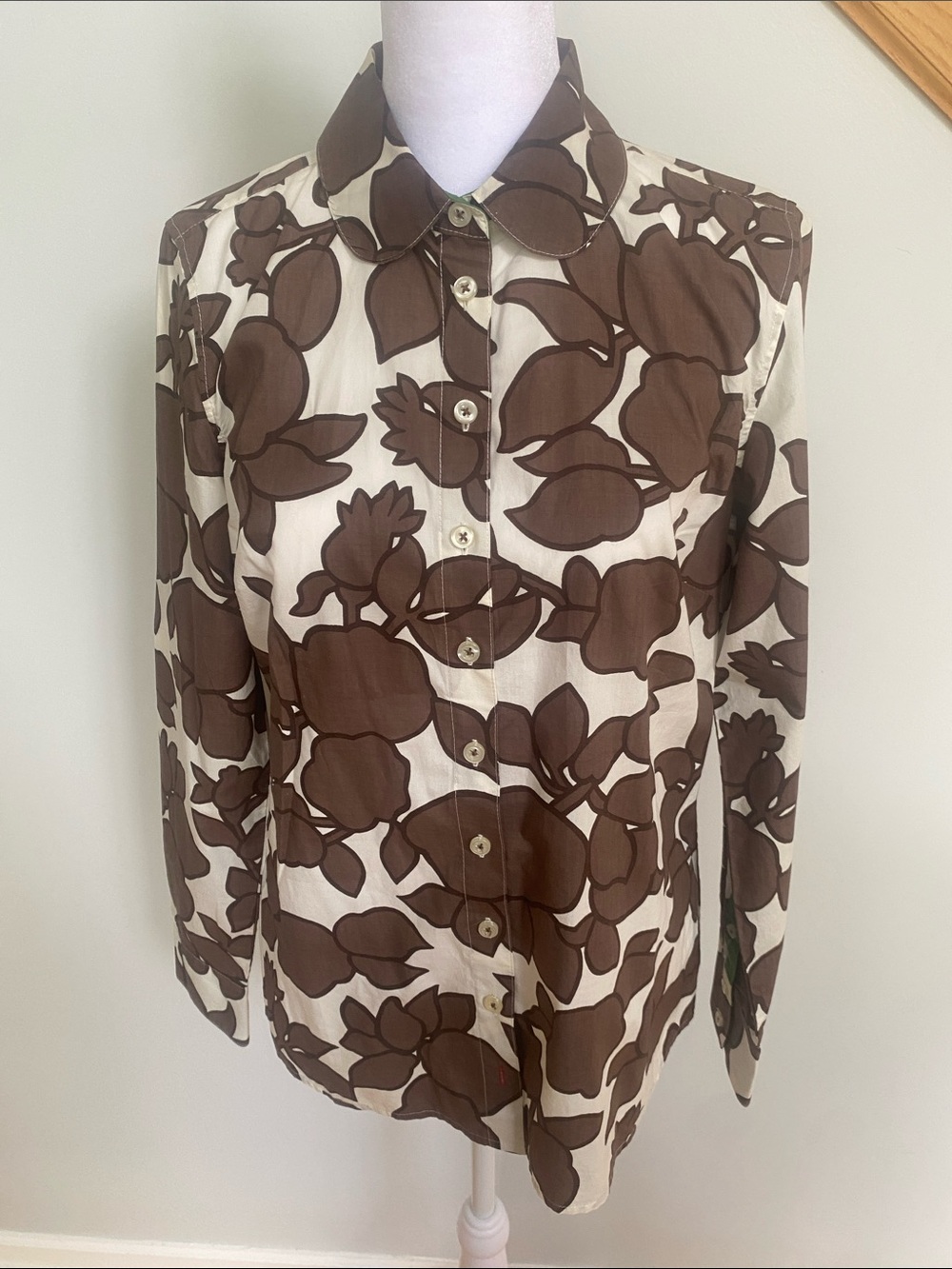 Boden Womens stunning Brown Floral Cotton Button-Down Shirt sz 6